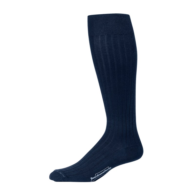 BoardroomSocks Cotton Knee High Dress Socks for Men - Classic Over the Calf Dark Navy - Image 1